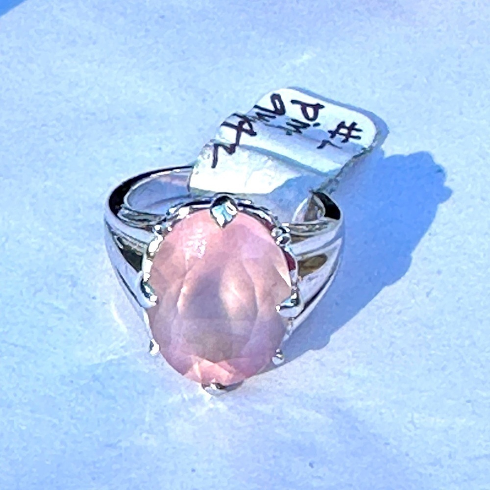 Sterling Silver & Pink Quartz Cocktail Ring NWT
